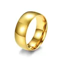Minimalist wide gold stainless steel band ring with high-polished dome surface - US 6 / Wider Style / Gold