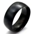 Minimalist wide black stainless steel ring with a polished mirror finish for couples - 8MM Black / Size 6