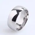 Polished silver stainless steel minimalist band ring with sleek curved surface - 8MM Silver / Size 6