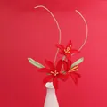 Exquisite handmade red crochet Zephyranthes flower bouquet for elegant home decor - 3-Heads Zephyranthes Branch - Red