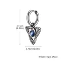 Detailed view of silver Celtic knot earrings with blue cat eye stone and size measurements - Antique Silver Blue Cat's Eye