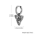 Men's stainless steel Celtic knot earring with black cat-eye stone and size details - Antique Silver Black Cat's Eye