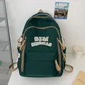 Minimalistischer dunkelgrüner und khakifarbener Schülerrucksack mit großem Fassungsvermögen - Grün