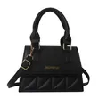 Zwarte gewatteerde crossbodytas met handvat en verstelbare schouderriem voor dames - Zwart