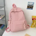 Sac à dos minimaliste en nylon rose clair avec compartiments et cordon de fermeture éclair - Sans Pendentif / Rose