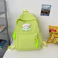 Charmant sac à dos vert citron pour l'école avec un pendentif chiot en peluche doux - Avec Pendentif Mignon / Vert