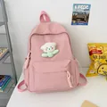 Sac à dos minimaliste en nylon rose clair avec peluche mignonne et étiquette FASHION - Avec Pendentif Mignon / Rose