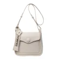 Minimalistische gebroken witte PU-lederen crossbodytas met decoratieve geweven riem - Broken Wit