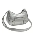 Borsa hobo argento metallizzato con rivetti vintage e tracolla regolabile da donna - Argento