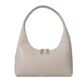 Chic beige crescent underarm bag with smooth finish and gold zipper hardware - Basic Style / Off White