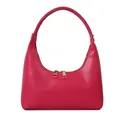Minimalist rose pink underarm pillow bag with smooth faux leather and gold zippers - Basic Style / Rose Red