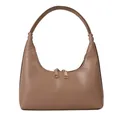 Borsa a spalla a mezza luna minimalista in ecopelle marrone con doppia cerniera - Stile di base / Cachi