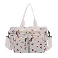 Sac fourre-tout polyvalent blanc cassé en nylon avec des motifs de cerises rouges - Blanc