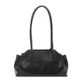 Sac à bandoulière noir minimaliste pour femme en cuir synthétique avec longues sangles - Noir