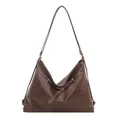 Zaino tote retrò marrone scuro in pelle opaca con dettagli di occhielli metallici - Marrone