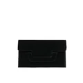 Bolso sobre minimalista de ante negro con cierre distintivo en forma de T - Negro