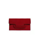 Bolso de noche tipo sobre en ante rojo oscuro con detalles geométricos en relieve - Rojo