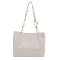 Grote crème onderarm draagtas met golvend stiksel en getextureerd synthetisch leer - Tote Tas (23-6800) / Wit Zonder Hanger