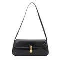 Bolso de hombro retro en charol negro con una hebilla en U dorada pulida - Negro