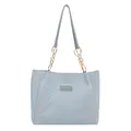 Lichtblauwe shopper met ster-stiksel en elegante goudkleurige kettingdetails aan de riem - Tote Tas (23-6800) / Blauw Zonder Bedeltje