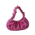 Bolso de hombro fruncido tipo nube en cuero sintético magenta con asa plisada chic - Talla única / Rosa Rojo