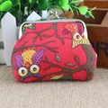 Rode uilen portemonnee van canvas met vintage metalen knipsluiting in rustieke stijl - Rood