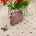 Vintage polka dot fabric coin purse with classic silver metal kiss lock in purple pink - Pink