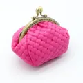 Retro rose red sequined coin purse with rhombus quilting and bronze metal clasp - Rose Red