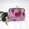 Kleine Geldbörse in Rosa mit Alpaka-Print und Vintage-Silberverschluss für Kleingeld - Rosa