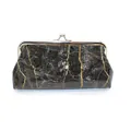 Piccola pochette in marmo nero elegante con venature dorate e chiusura a scatto in metallo - Nero