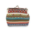 Ethnic style striped coin purse with colorful geometric patterns and vintage metal clasp - Blue Orange Stripe