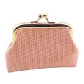 Vintage katoenen kleine geruite portemonnee met gouden metalen sluiting voor dames - Roze