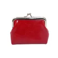 Detailweergave van de rode PU-leren portemonnee met vintage zilveren metalen sluiting - 4 Inch / Rood
