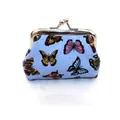 Detalle del monedero de 3 pulgadas con estampado de mariposas y cierre de clic vintage - Azul oscuro