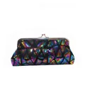 Bunte Pailletten-Clutch mit geometrischem Muster und silbernem Clipverschluss für Damen - Schwarz