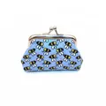 Detail of PU laser printed mini coin purse featuring cute bee patterns and metal clasp - Blue