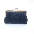 Retro donkerblauwe kanten portemonnee met gouden kliksluiting en bloemtextuur - Marineblauw