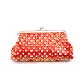 Macro-opname van rode pailletten avondtas met zilveren metalen frame en sluiting - 6 Inch / Rood