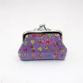 Detail of purple sequin coin purse with heart patterns and metal kiss-lock clasp - Purple