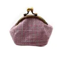 Roze en witte tweed clutch met kiss-lock sluiting en vintage bronzen frame - Paars Zonder Parelgreep