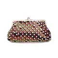 Detail van pailletten clutch met kleurrijk ruitpatroon en metalen sluiting - 6 Inch / Zwart
