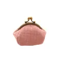 Roze tweed portemonnee met vintage bronzen sluiting voor dames, kleine muntzakje - Roze Zonder Parelgreep