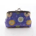 Detail of laser PU coin purse featuring purple cartoon lion patterns and metal clasp - 4 Inch / Blue