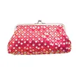 Retro roze pailletten clutch met metalen knipsluiting en ruitvormig gewatteerd patroon - 6 Inch / Rozerood
