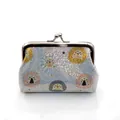 Detail of laser PU coin purse featuring metallic kiss lock and cartoon lion pattern - 4 Inch / Beige