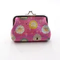 Mini laser PU coin purse in rose red with glitter lion pattern and metal clasp - 4 Inch / Rose Red