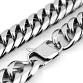 Macro shot of silver punk Cuban link chain showing the polished clasp and sturdy metal links - Standard Square Clasp / 6mm Wide / 17cm Bracelet / Silver