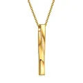 Polished gold twisted pillar pendant necklace with elegant cross chain for couples - Gold