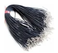 Lote de collares de cordón encerado negro con cierres de langosta plateados y extensión - Negro