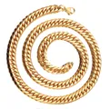 Chunky gold-plated stainless steel punk style Cuban curb chain necklace with lobster clasp - 10mm Width Lobster Clasp / 80cm / Gold